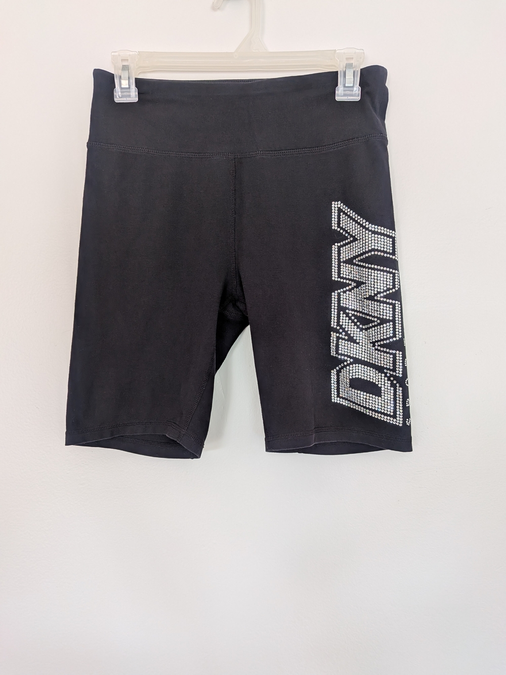 DKNY Black Bike Shorts with Rhinestone Logo Size M